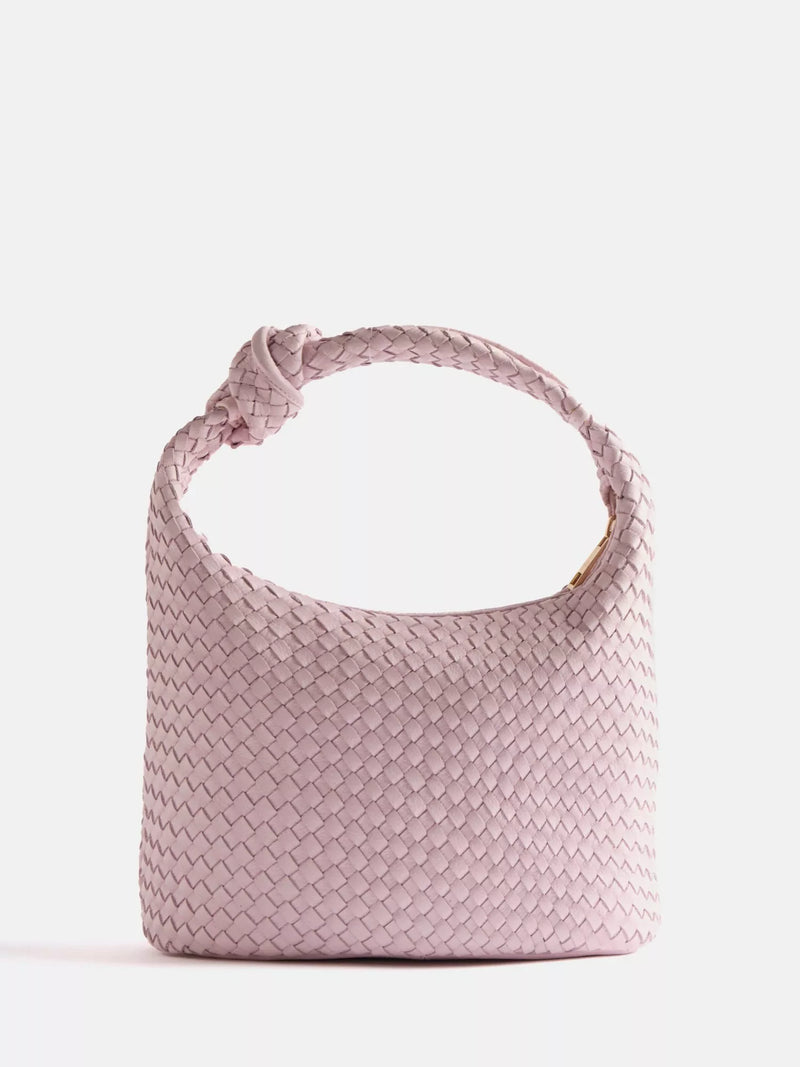 Mint Velvet woven leather knot handle bag pink (British brand)