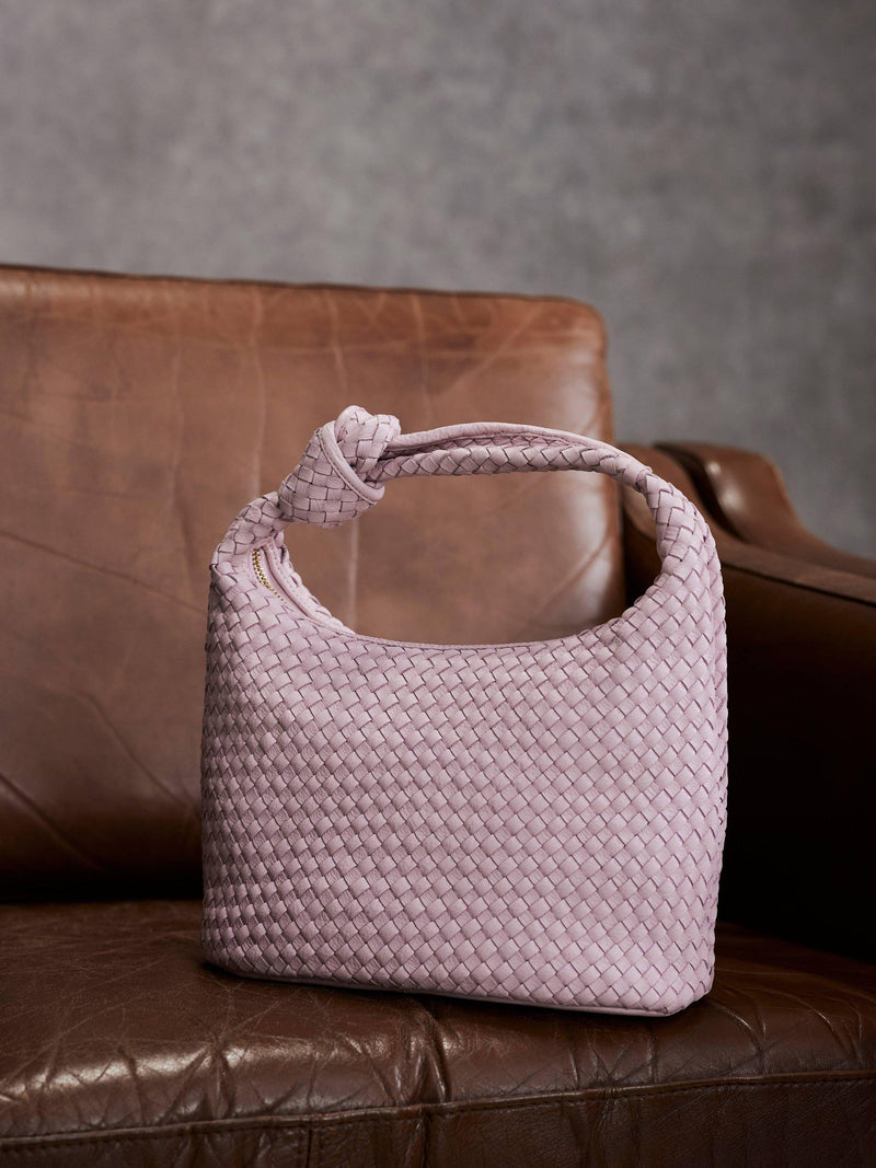 Mint Velvet woven leather knot handle bag pink (British brand)