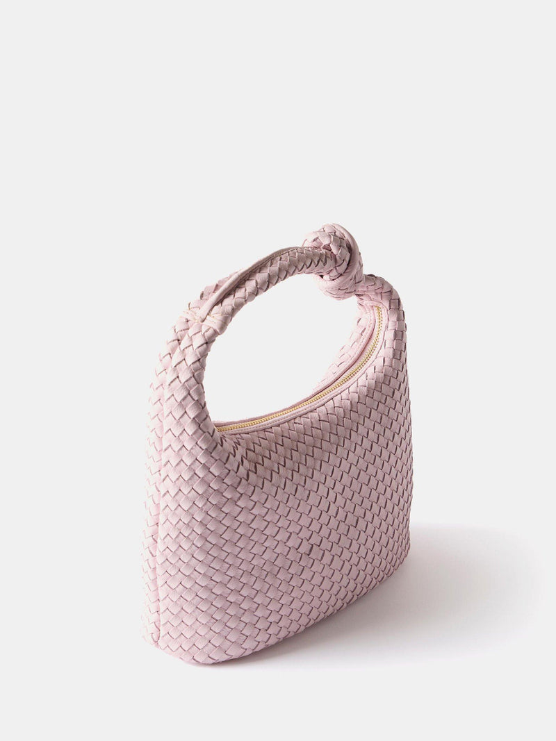 Mint Velvet woven leather knot handle bag pink (British brand)