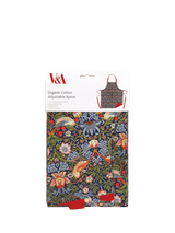 John Lewis Museums & Galleries V&A William Morris Strawberry Thief Print Organic Cotton Apron, Blue/Multi- Buy online at McGrocer