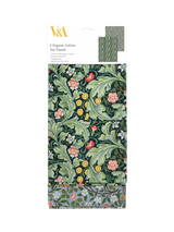 John Lewis Museums & Galleries V&A William Morris Leicester Print Organic Cotton Tea Towel, Set of 2, Green- Buy online at McGrocer
