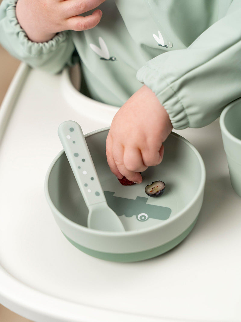 Done by Deer Foodie Croc anti-slip bowl in green - British product