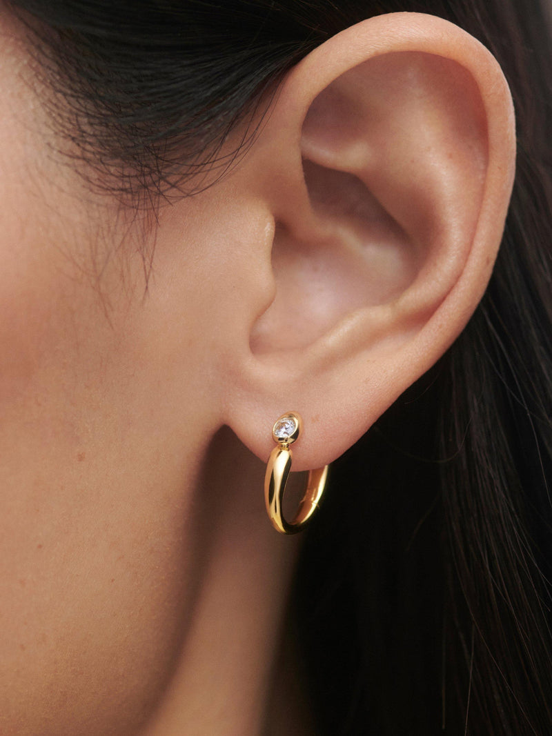 PDPAOLA gold plated cubic zirconia hoop earrings, UK version