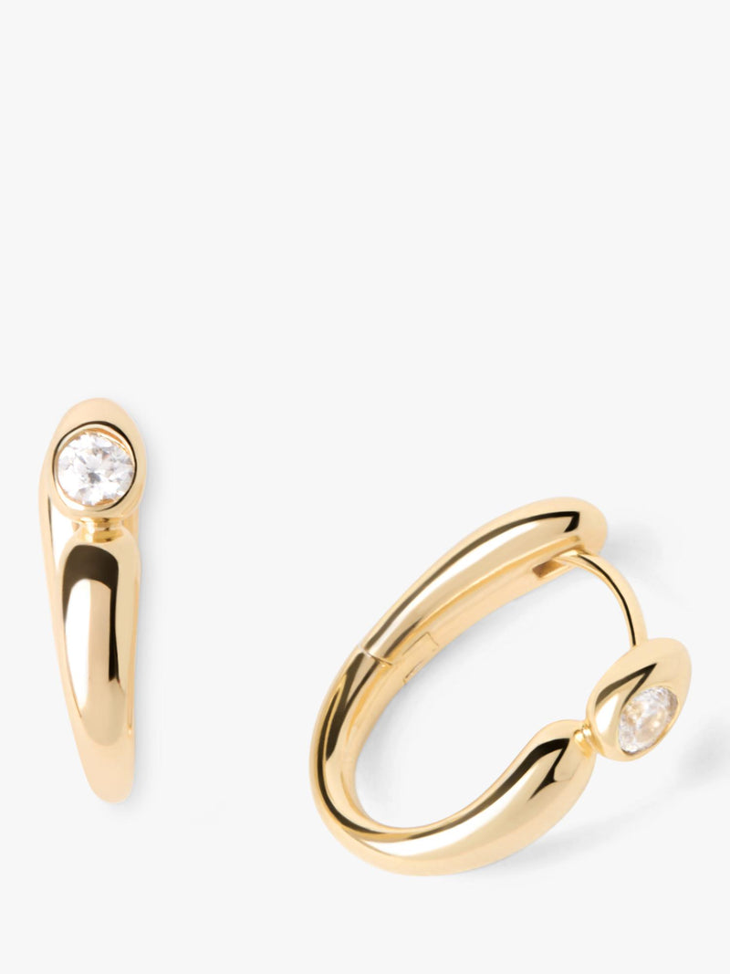 PDPAOLA gold plated cubic zirconia hoop earrings, UK version