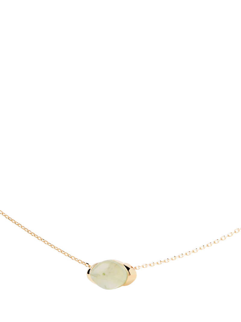 PDPAOLA gold plated prehnite oval necklace 40-50cm (British brand)