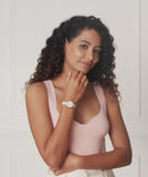 Olivia Burton ultra slim honeycomb watch pink leather strap (British brand)