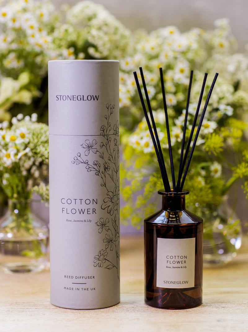 Stoneglow Cotton Flower reed diffuser 160ml, imported from the UK