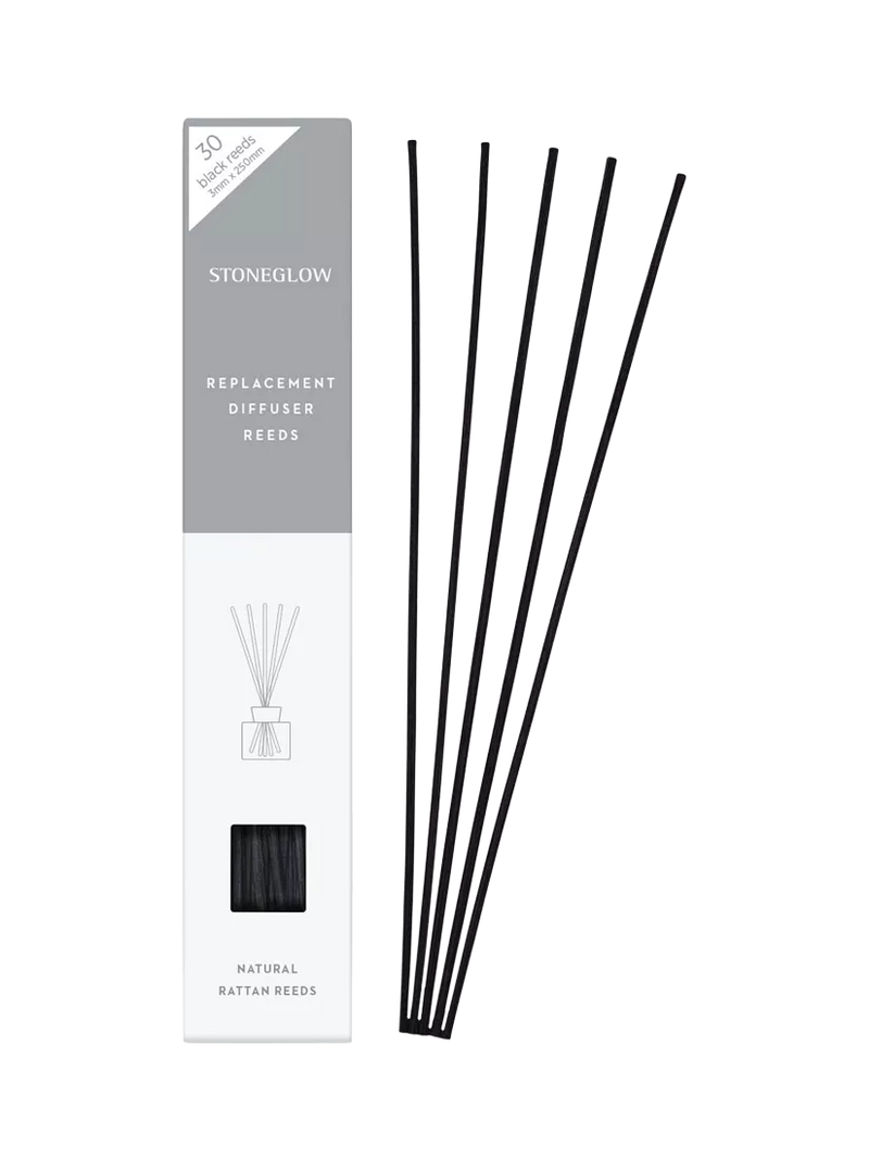 Stoneglow black diffuser reeds 30-pack, imported from the UK