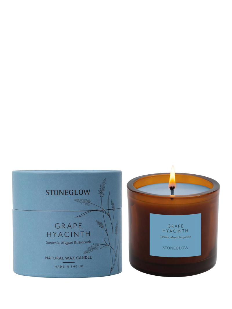 Stoneglow Grape Hyacinth scented candle 210g, imported from the UK