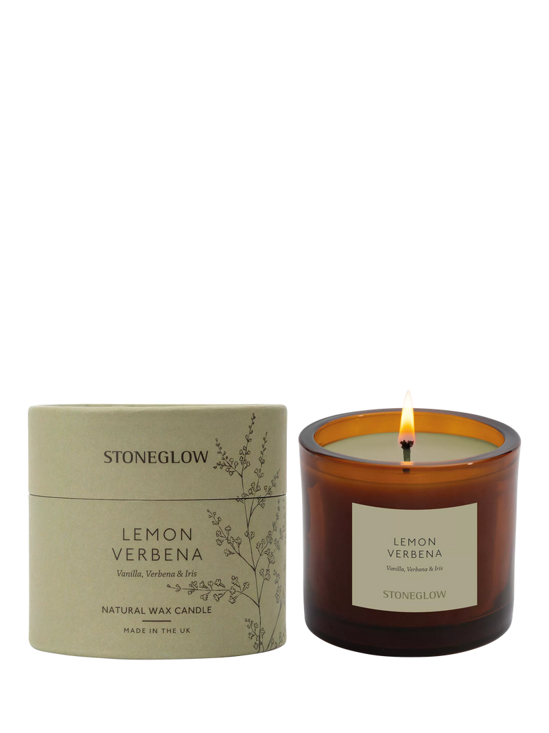 Stoneglow lemon verbena scented candle 210g, imported from the UK