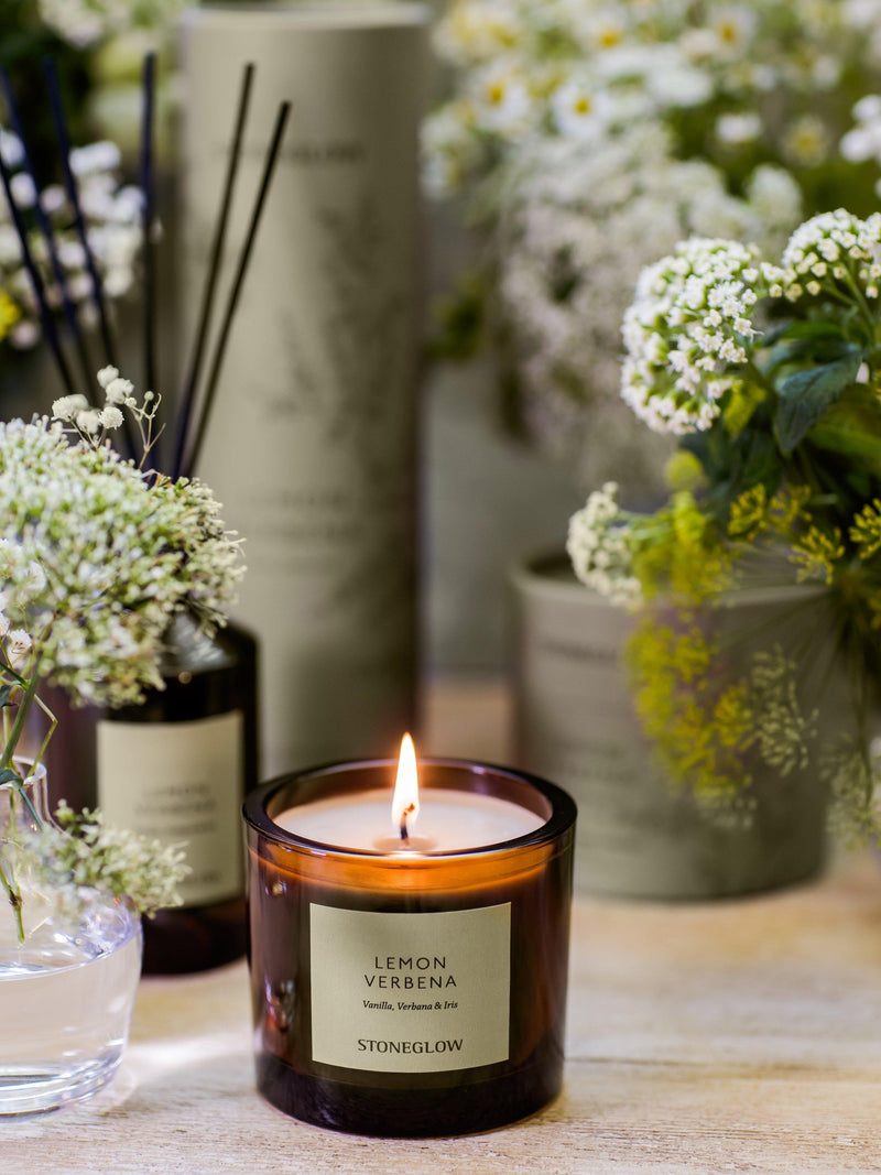 Stoneglow lemon verbena scented candle 210g, imported from the UK