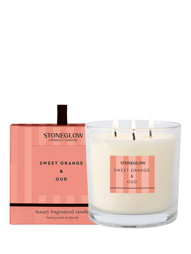 Stoneglow Orange Oud 3 wick scented candle 760g, UK version