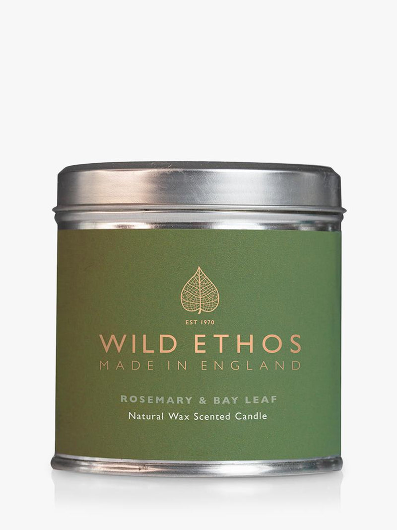Natural Wax Tin Candle with Rosemary and Bay Leaf Scent, 240g