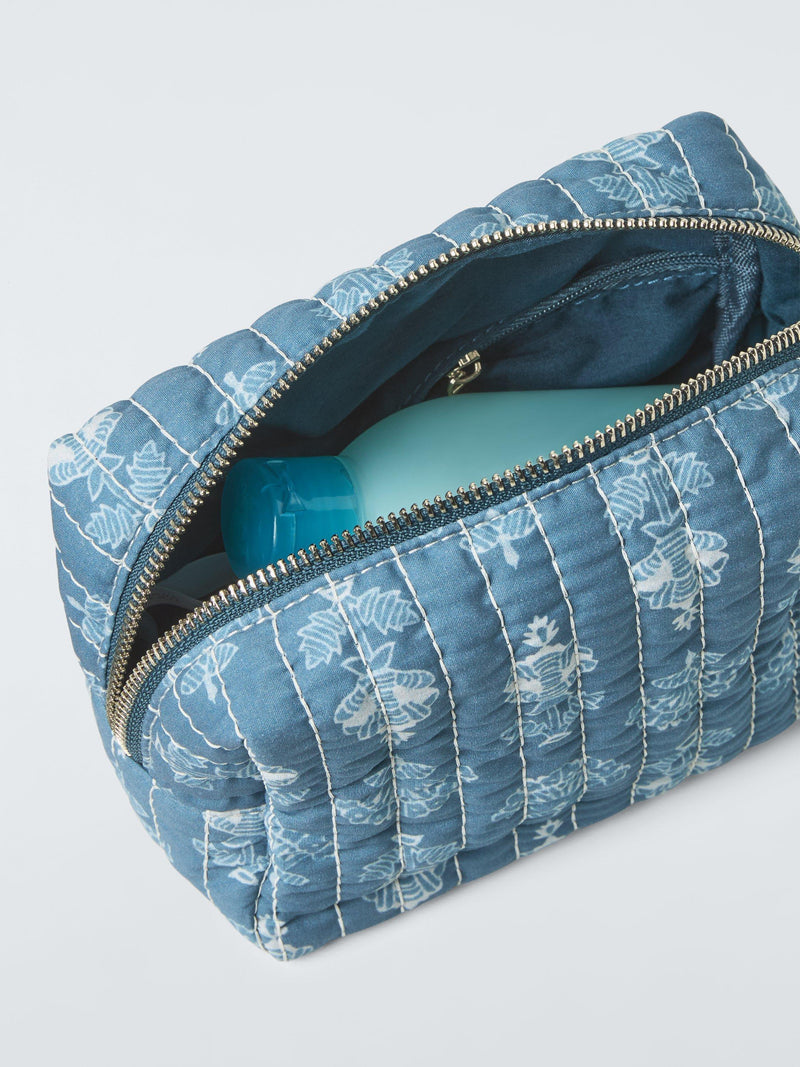 John Lewis x Sanderson blue wash bag with floral design - British product