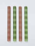 John Lewis x Sanderson stripe dinner candles green terracotta, imported from the UK