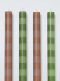 John Lewis x Sanderson stripe dinner candles green terracotta, imported from the UK
