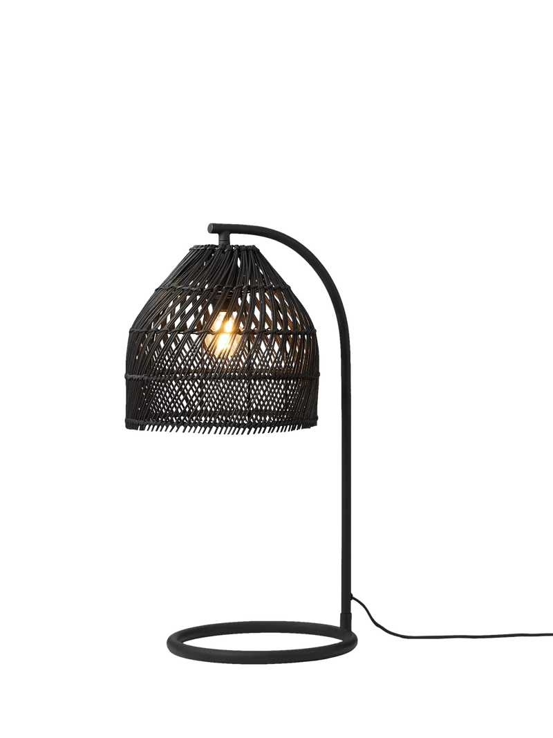 MADE black rattan overreach table lamp H50cm, UK version