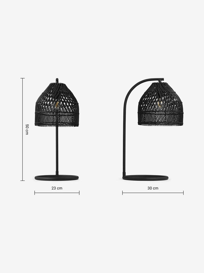 MADE black rattan overreach table lamp H50cm, UK version