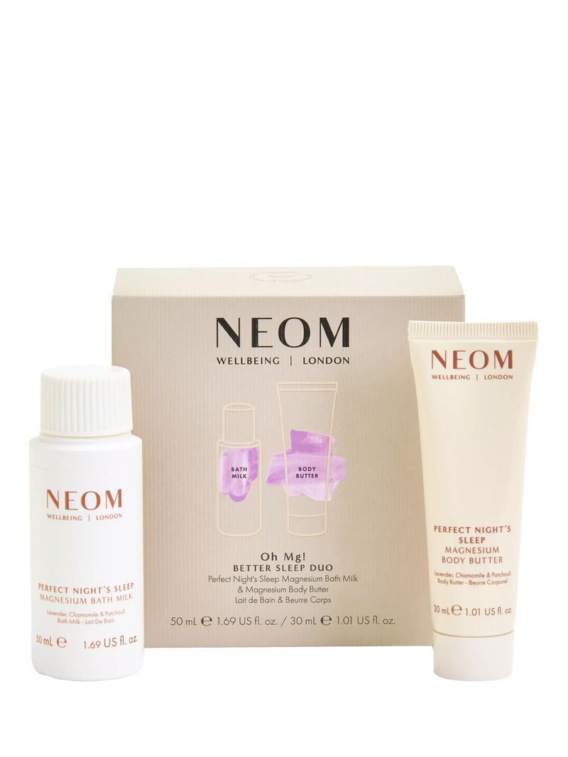 NEOM Better Sleep Duo gift set with bath milk and body butter (British brand)