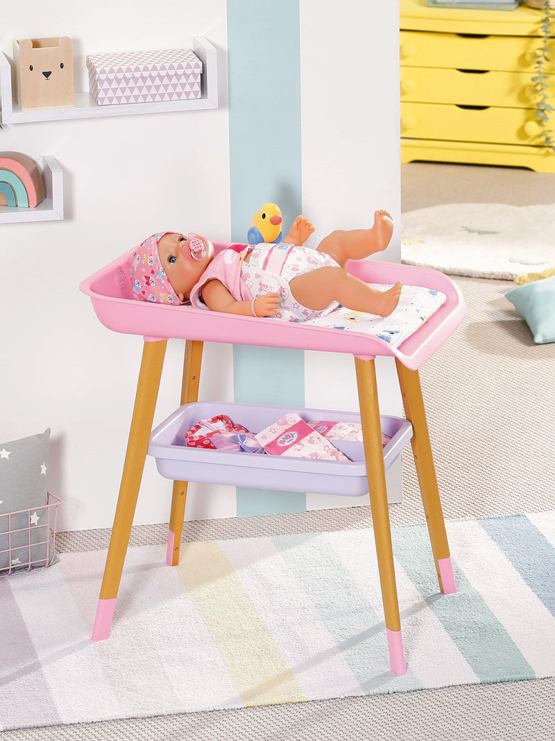 Baby Born doll changing table with mat and tissue dispenser, imported from the UK