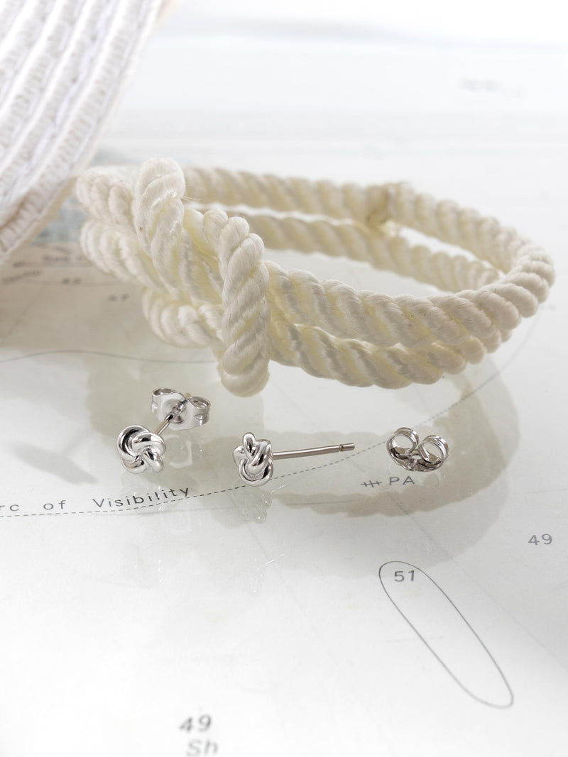 Kit Heath Marina Tide knot stud earrings in silver, UK version