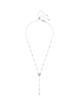 John Lewis Swarovski Ariana Grande Crystal Pearls & Heart T-Shaped Necklace Rhodium Plated- Buy online at McGrocer