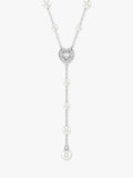 Swarovski crystal pearl heart necklace T-shaped pendant (British brand)
