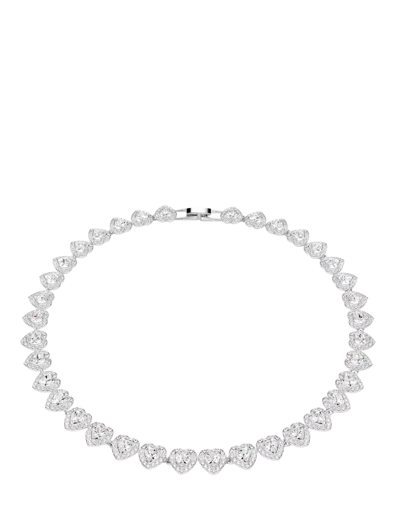 Swarovski crystal heart choker necklace with pavé halos (British brand)