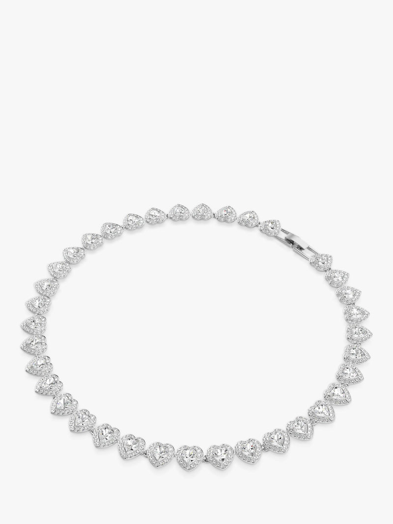 Swarovski crystal heart choker necklace with pavé halos (British brand)