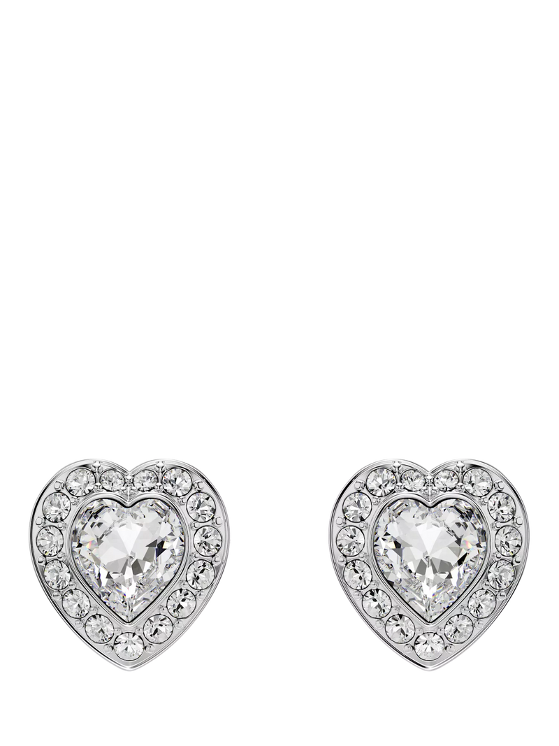 Swarovski crystal heart stud earrings rhodium plated 1cm, UK version