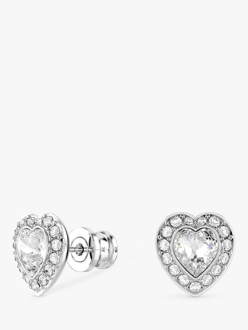 Swarovski crystal heart stud earrings rhodium plated 1cm, UK version