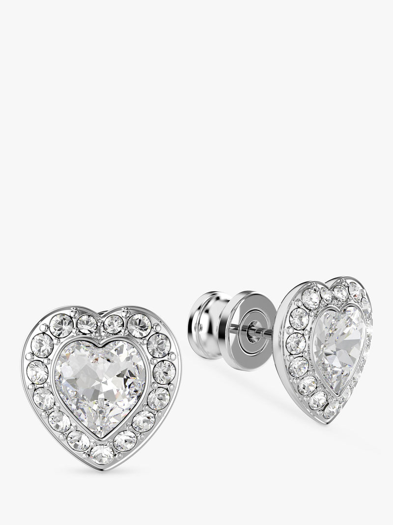 Swarovski crystal heart stud earrings rhodium plated 1cm, UK version