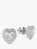Swarovski crystal heart stud earrings rhodium plated 1cm, UK version