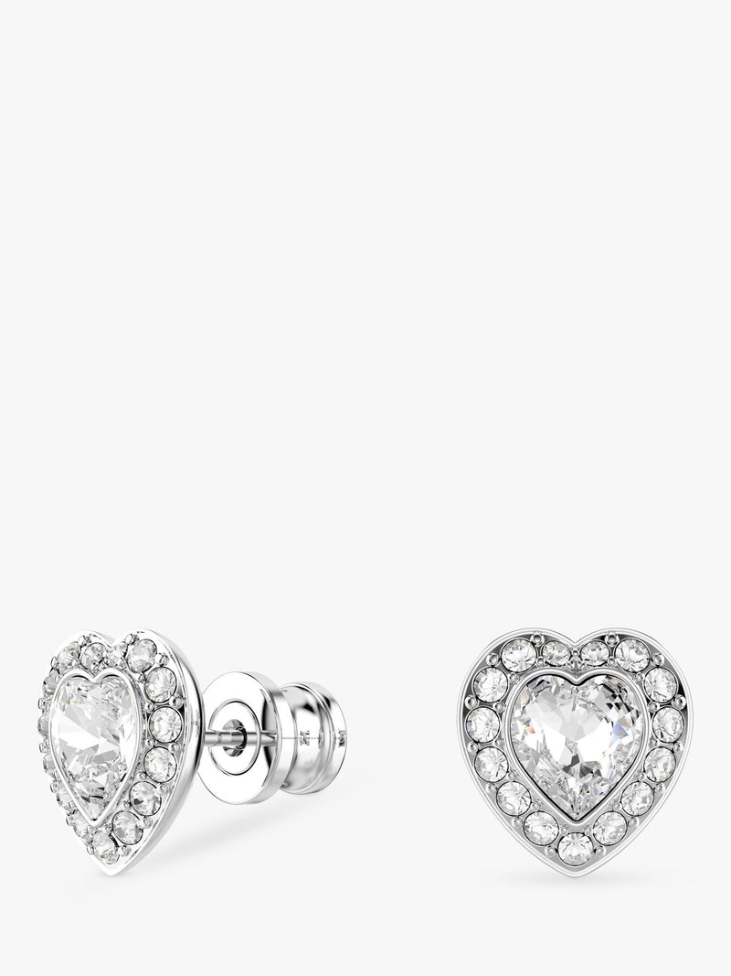 Swarovski crystal heart stud earrings rhodium plated 1cm, UK version
