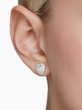 Swarovski crystal heart stud earrings rhodium plated 1cm, UK version