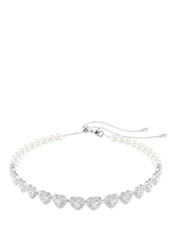 John Lewis Swarovski Ariana Grande Crystal Heart & Pearls Rhodium Plated Choker Necklace 30-44cm- Buy online at McGrocer