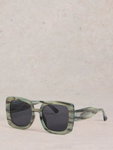 John Lewis White Stuff Oversized Square Sunglasses Blue Havana/Grey- Buy online at McGrocer