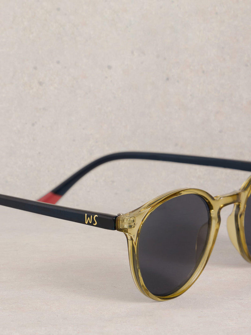 White Stuff preppy round sunglasses khaki green - British product