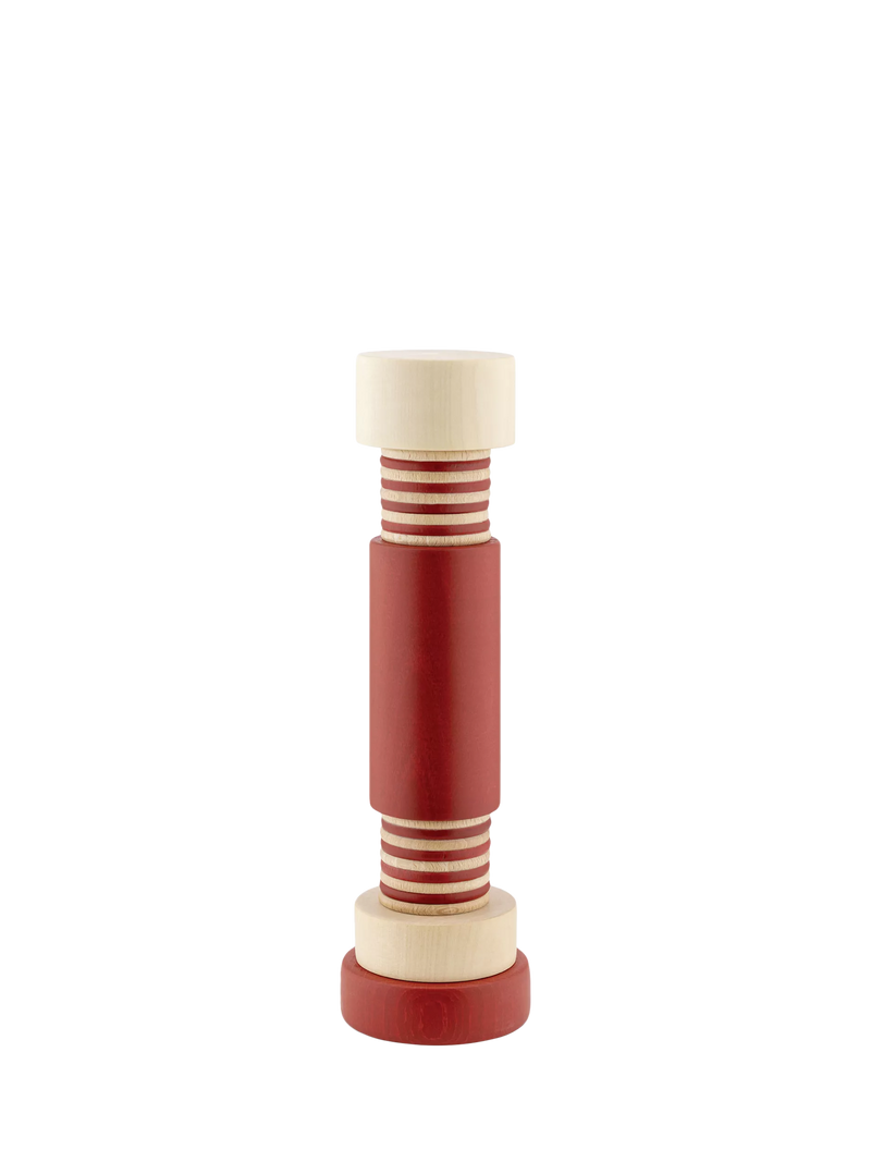 Alessi red beech wood salt and pepper mill, imported from the UK
