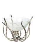 Culinary Concepts octopus aluminium stand glass crackle bowl, imported from the UK