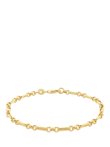 John Lewis IBB 18ct Yellow Gold Diamond Cut Figaro Belcher Chain Bracelet- Buy online at McGrocer