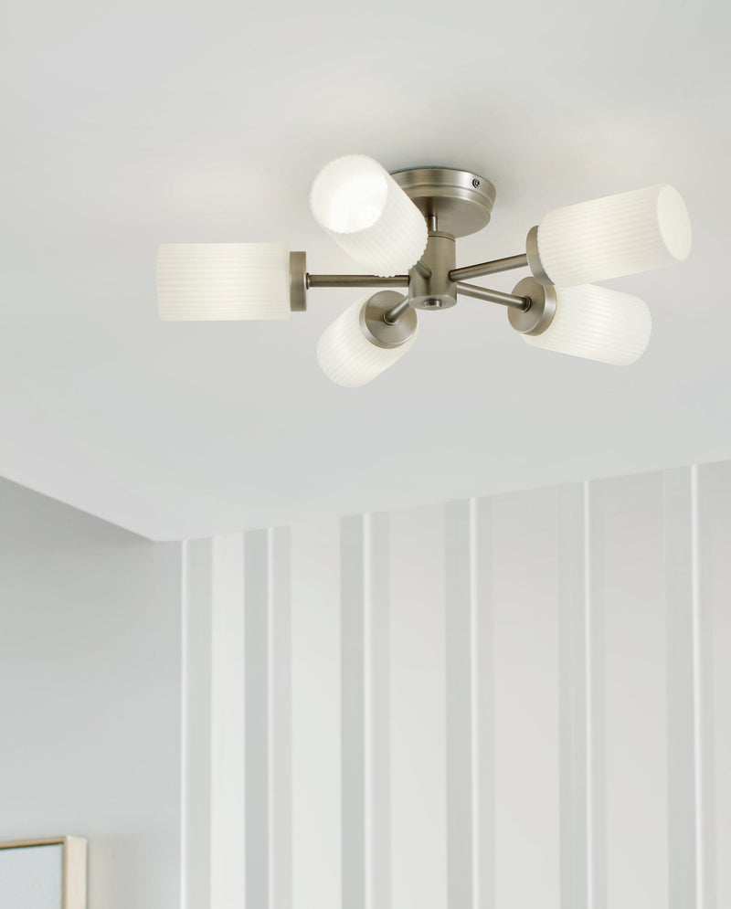 John Lewis Brompton flush ceiling light with five arms H12xW50xD50cm, UK version