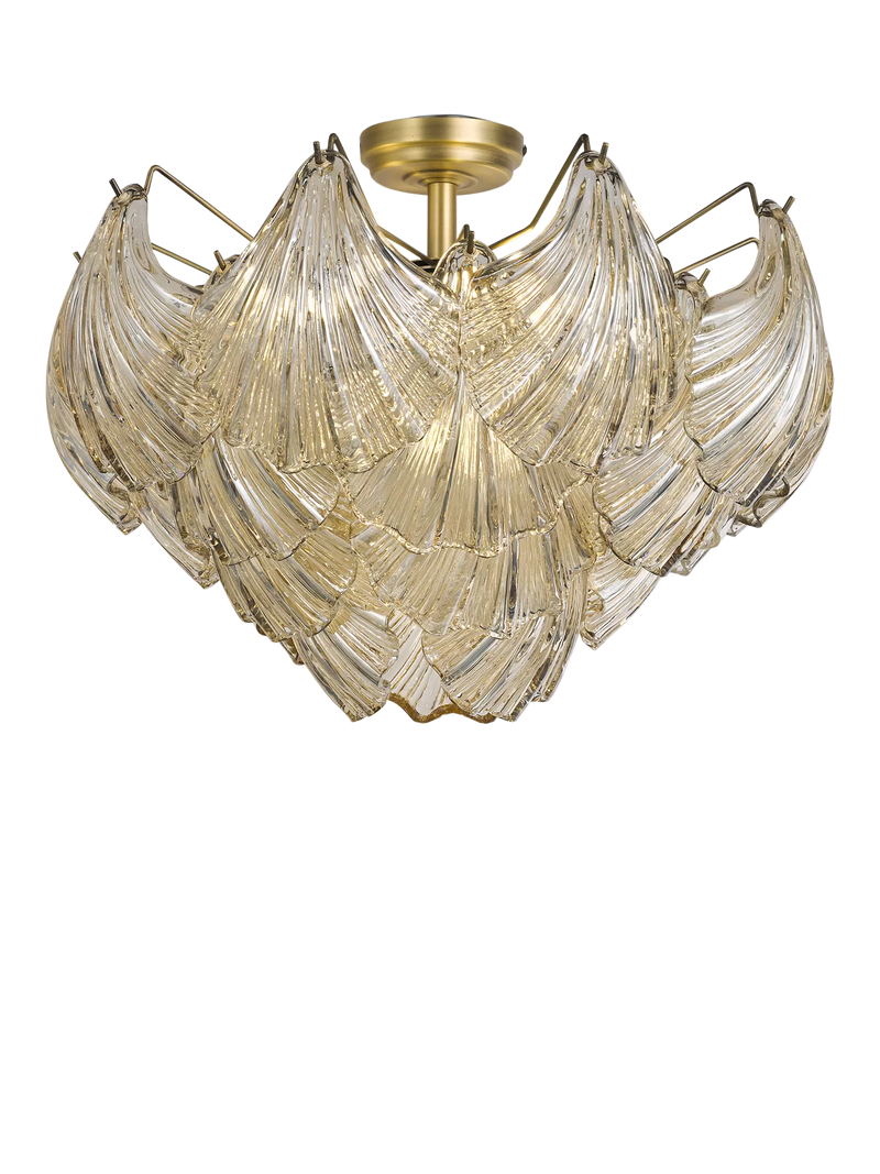 John Lewis Deco Shell glass semi flush ceiling light champagne, imported from the UK