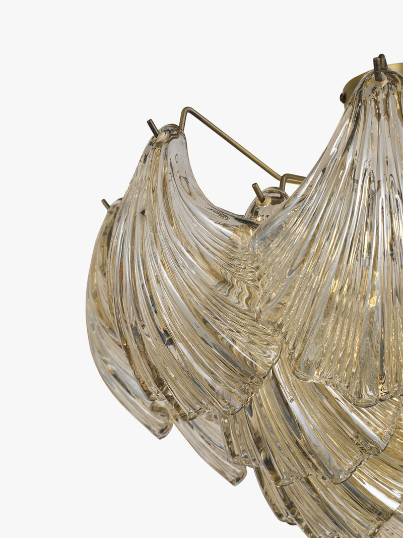 John Lewis Deco Shell glass semi flush ceiling light champagne, imported from the UK