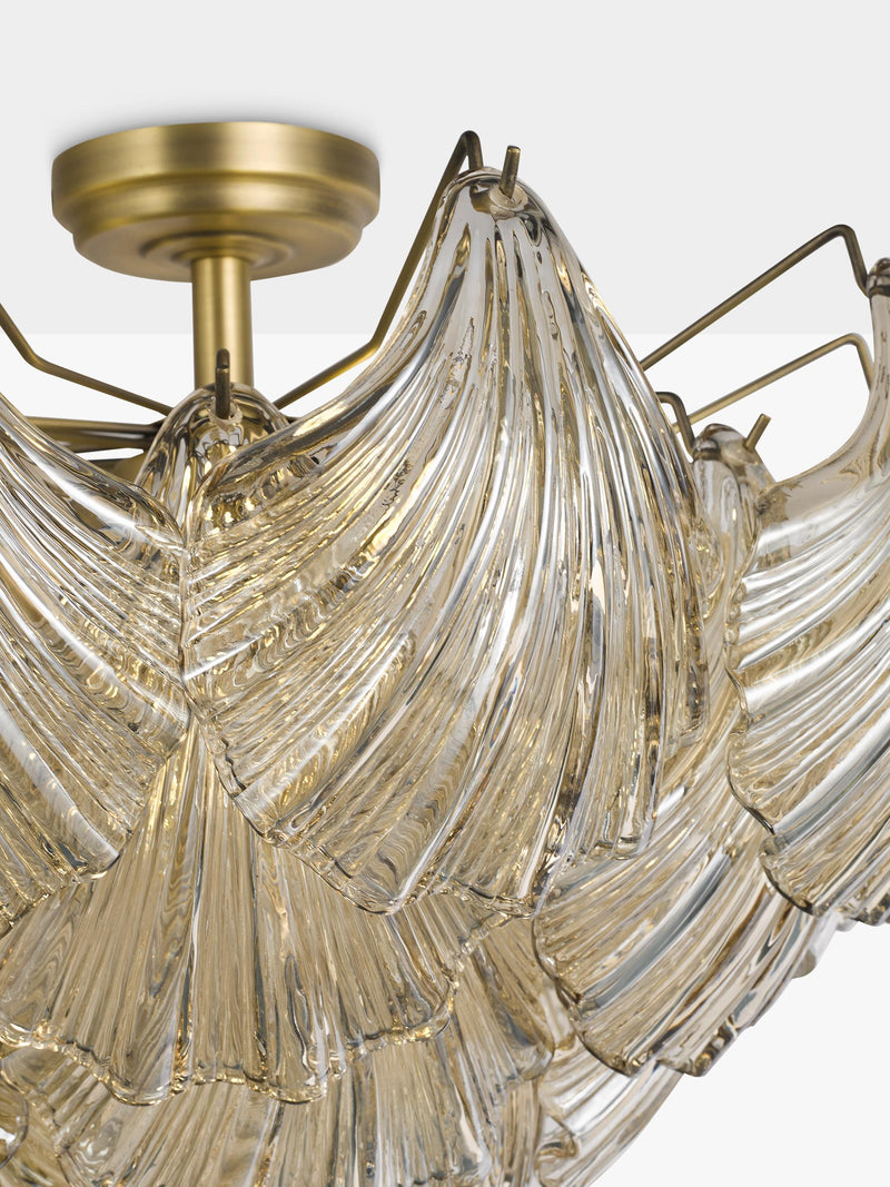 John Lewis Deco Shell glass semi flush ceiling light champagne, imported from the UK