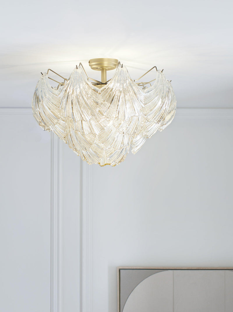 John Lewis Deco Shell glass semi flush ceiling light champagne, imported from the UK