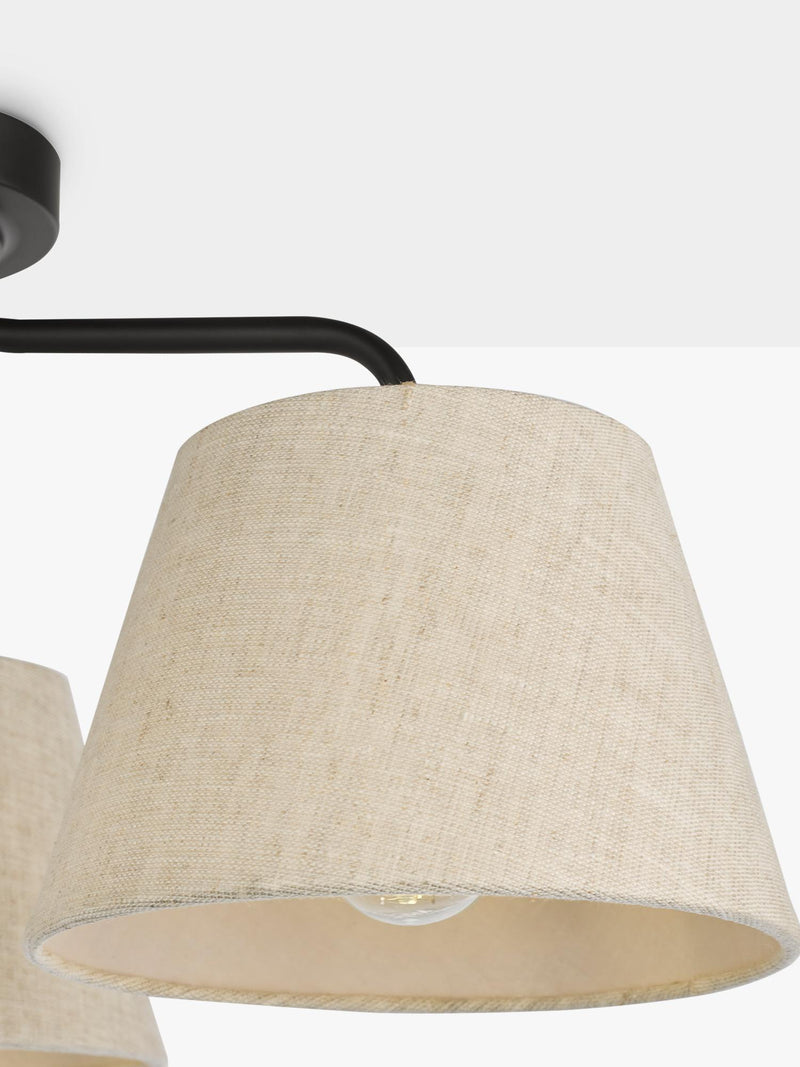 John Lewis Fulham 3 arm semi flush ceiling light with linen shades, UK version