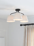 John Lewis Fulham 3 arm semi flush ceiling light with linen shades, UK version