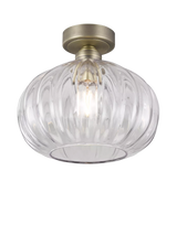 John Lewis John Lewis Pumpkin Rib Glass Flush Ceiling Light, Antique Brass- Buy online at McGrocer