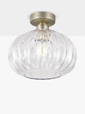 John Lewis pumpkin rib glass flush ceiling light antique brass - British product
